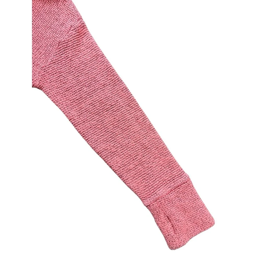 Sweaty Betty Sweater Pink Funnel Boucle Chunky Knit Preppy Athleisure Sz M
